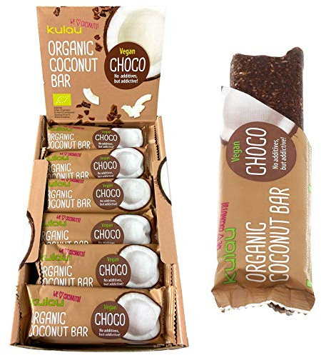 KULAU Organic Coconut Bar CHOCO 24 x 40g Riegel aus Kokosnuss, Kakao und Reissirup, bio, vegan, glutenfrei