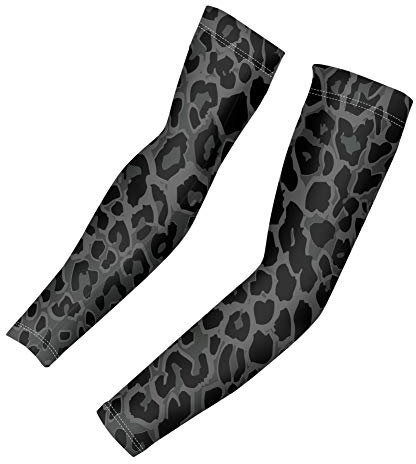 Binienty Sonnenschutz Armstulpen für Damen Herren Kühlende Sporthülsen für Golf Laufen Radfahren Wandern, Schwarz Leopard, M