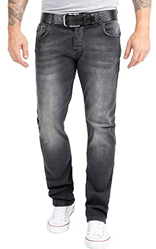 Rock Creek Herren Jeans Regular Fit Stretch Jeans Männerhose Herrenjeans Denim Hosen Herrenhose Straight Cut Stonewashed RC-2158 Grau W29 L32