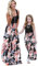 Yming Mutter und Tochter Elegant Ärmellos Kleid Sommerkleid Rundhals Kleid Schwarz Blumen XXL