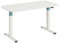 Steelcase Solo Elektromotorisch höhenverstellbarer Homeoffice-Schreibtisch, programmierbares Bedienpaneel, Antikollisionssensor und Kabelnetz, Tischplatte in Snow, Gestell in Pearl Snow/Lagune, 140x70x74