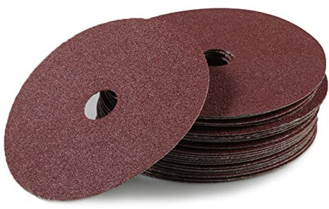 LEONTOOL Aluminum Oxide Resin Fiber 25pcs 4-Inch Resin Fiber Sanding Discs Center Hole 80 Grit Sanding Disc for Angle Grinders