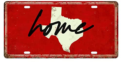 Nummernschild Texas Home Car Nummernschild Rahmen Home Sweet Home Metall Front Nummernschild Personalisierte Home State Car Tags Red Car Plate Novelty Nummernschildabdeckung Rahmen 15,2 x 30,5 cm
