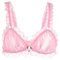 Satini efféminé Froufrou Dentelle Ajusté Satin Bralette Soutien-Gorge (Rose Clair, M)