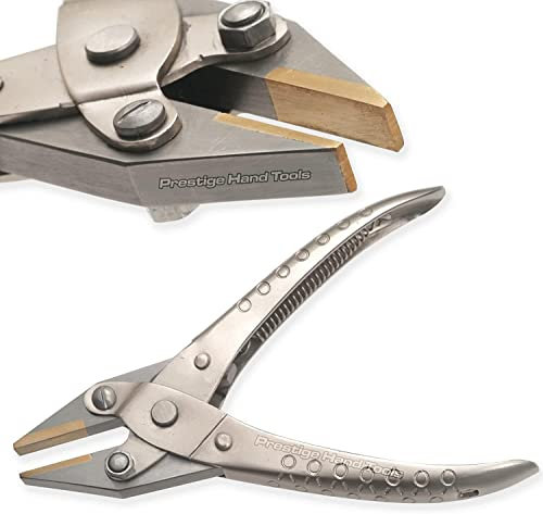 Pinze a becchi piatti con ganasce in ottone per la creazione di gioielli, strumenti per ottici, hobby e creazioni artistiche, idee regalo, 130 mm PTL®