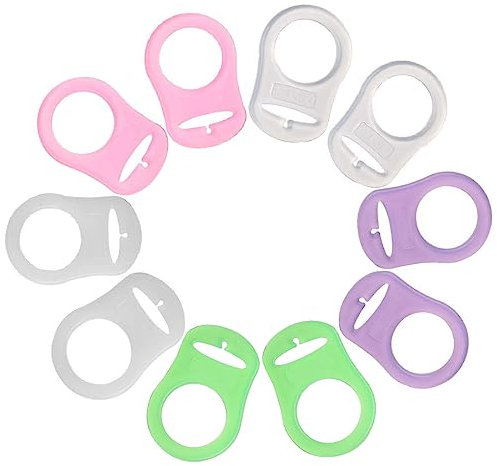 Tadipri Silikonring für Schnullerkette, 10 Stück Baby Silikonring Schnullerhalter 5 Farben Baby Ring Adapter, Schnullerkette Silikonring für Silikon Baby Dummy Schnuller Clip