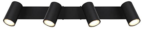 GLOBO Deckenleuchte Spot 4 flammig Deckenstrahler schwarz LED Deckenlampe Wohnzimmer modern, schwenkbare Strahler, Metall, 4x 4,5W 4x 350lm warmweiß, LxBxH 56x6x12