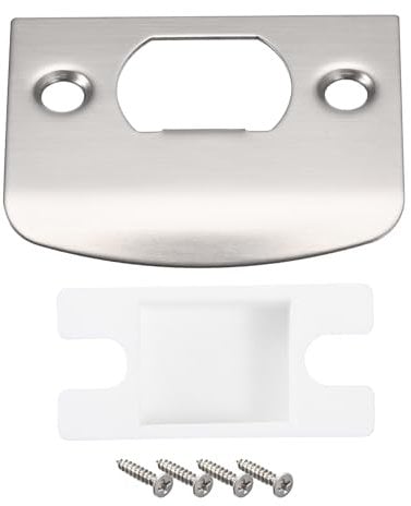 sourcing map Door Strike Plate, 57mm x 45mm 201 Stainless Steel Latch Deadbolt Strike Plate with Box for Door Frame Door Jamb, Silver