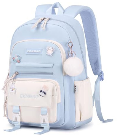 Tanou Schulrucksack Mädchen Teenager Schulranzen Kinder, Große Kapazität Schulrucksack für Mädchen der 3. bis 7. Klasse, Leichter Nylon Schultasche Kawaii für Schule Reisen Lässige, Blau