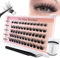 Selbstklebende Wimpern Cluster Kit with Lashes Curler, vorgeklebte Wimpernbüschel 60 Stück Flauschiges C Curl Einzelwimpern 8-16mm Kein Kleber Kein Entferner benötigt DIY Wimpernverlängerung Kit(J02)