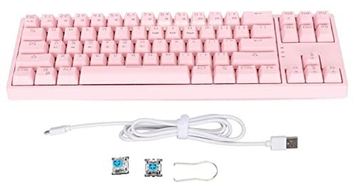 Beufee Mechanische Gaming-Tastatur, Kabelgebundene Mechanische Tastatur, Kabelgebundene Gaming-Tastatur Für Gaming(Rosa)