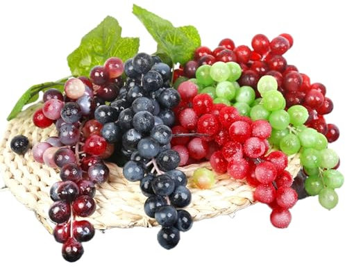 5 Stück Künstliche Trauben, Simulierte Fruchttauben, Gefrostet Trauben Gummi Trauben Deko Kunststoff Weintrauben, Verwendet für ObstpräSentation, Weindekoration Usw