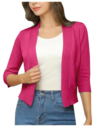 Elegant Bolero for Evening Dresses Women's 3/4 Sleeves Women's Open Front Cardigan Festive Shoulder Jacket Casual Solid Top Open Casual Top
