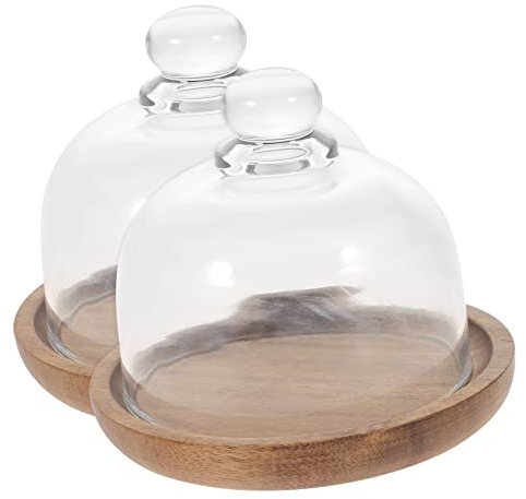 LABRIMP 2sets Solid Wood Glass Tray Cake Display Plate Cake Plate Party Plate Party Supply Cake Container Food Holder Dessert Trays Cake Trays Bread Tray Cake Holder Storage Tray