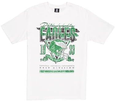 PHILADELPHIA EAGLES New Era Cap NFL Oversized T-Shirt Screent Print Distressed Team Graphic White Unisex