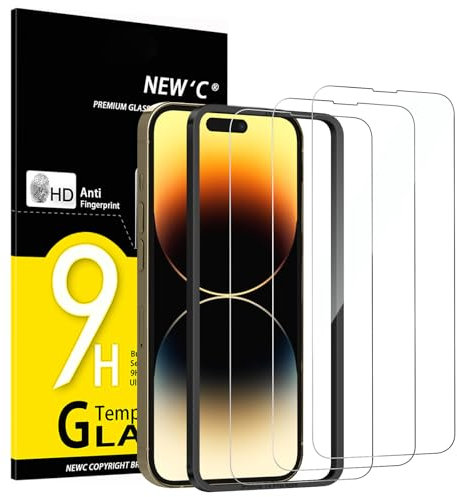 NEW'C 3 Stück für iPhone 14 Pro Max für Panzerglas (6,7 Zoll), Frei von Kratzern, 9H Härte, HD Displayschutzfolie, Ultra-klar, Ultrabeständig -Einfaches Installationswerkzeug enthalten