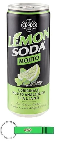 48x Lemonsoda Mojito L'Originale Mojito Analcolico Italiano - Bevanda Analcolica Gassata con Limoni Siciliani - Lattina 33cl + Portachiavi Beni Culinari in Omaggio