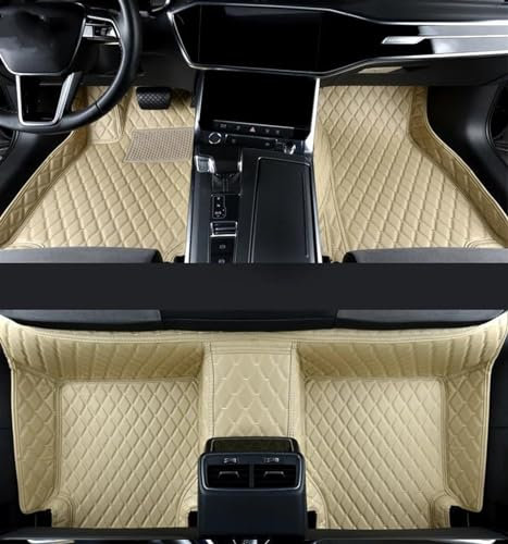 Autoteppich Fußmatten Leder Auto Fußmatten Für Jeep Für Wrangler Für JK 2011-2017 Auto Innen Zubehör Teppiche Teppich Fuß Pads Gummifußmatten(Beige)