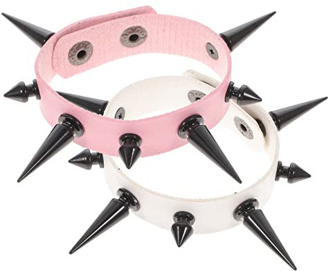 TINEASUR 2piezas Pulsera De Púas De Pu Para Hombre y Mujer Diseño Punk y Gótico Accesorio De Moda y Pulsera Estilo Individual