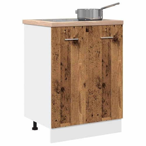 Myheimly Unterschrank Altholz-Optik 60x46x81,5 cm Holzwerkstoff Küchenschrank Küchenzeile Küchenmöbel Unterschrank Küchenunterschrank Schrank