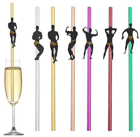 24pcs Hen Party Straws Bachelorette Hen Do Straw Drinking,Dancing Men Color Cocktail Straws Naughty Drinking Straw for Birthday Wedding Bachelorette Hen Party Decorations Hen Do Accessories