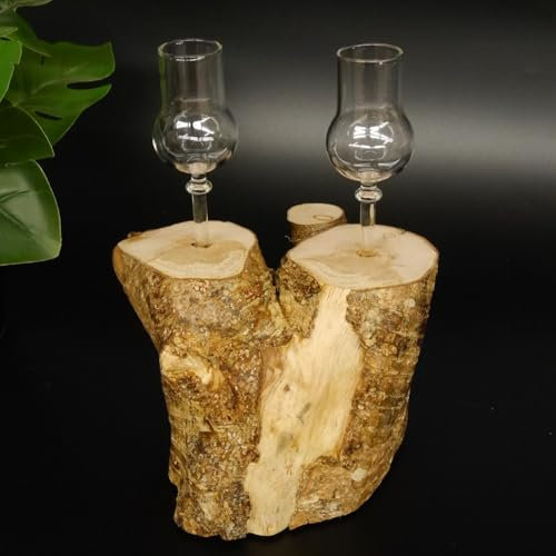 GTK - Geweihe & Trophäen KRUMHOLZ Schnapsanbieter kleine 2 Gläser mit Stiel auf Wurzel Steckglas Set Schnaps Geschenk Neu 27.60.1.70