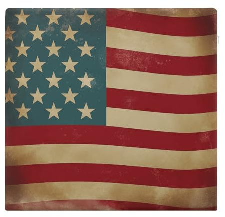 Quadratisches Stuhlkissen im Vintage-Stil mit amerikanischer Flagge 4. Juli USA, 38,1 x 38,1 cm, Outdoor-Kissen für Terrassenmöbel, Memory-Schaum, Küchenstuhl-Pads für Esszimmerstühle, rutschfest