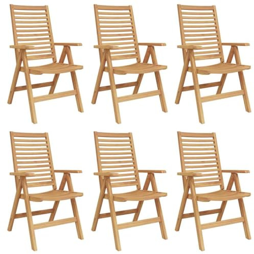 vidaXL Chair 6 pcs Brown Solid Teak Wood Convertible