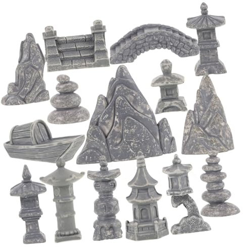 PartyKindom Miniatur-felsenpagode Dekoration Bonsai Fake Rockery Desktop Ornament Puristisch Resin Garten Deko Innenbereich Wohnzimmer Büro Teestube Geschenkidee