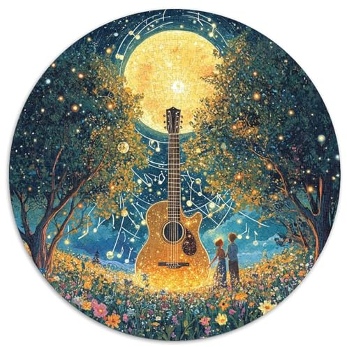 Guitare Acoustique Puzzle 1000 Pièces Ciel étoilé à Lune Pleine Ronde Puzzle Jouets Cadeau Intéressants De l'art De La Décoration Moderne pour Adultes 1000pcs (67.5x67.5cm)
