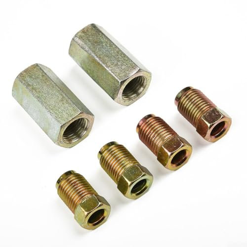 Set completo di raccordi per tubi del freno, 2 connettori femmina e 4 dadi maschio M10 per passo 10 mm x 1 mm