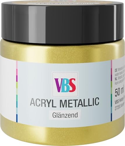 VBS Acryl Metallic Künstlerfarbe Wasserbasis 50 ml lösungsmittelfrei