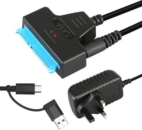 Bpzmm USB 3.0 to SATA Hard Drive Adapter for 3.5 HDD & 2.5 HDD/SSD | Type C to SATA Hard Drive Converter with 12V/2A Power Supply,High-Speed Data Transfer Lead for Windows Macos Linux UASP,5Gbps