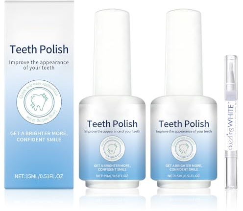 2 Pcs Zahnlack Weiß Tooth Polish Tragbar, Zahnlack Weiß Zahnpolitur Sofortige Zahnaufhellung Wirksame Aufhellung Dauerhafte Natur Mild Sicher für Ein Natürlich Weißes Lächeln mit 1 Zahnweiss Stift