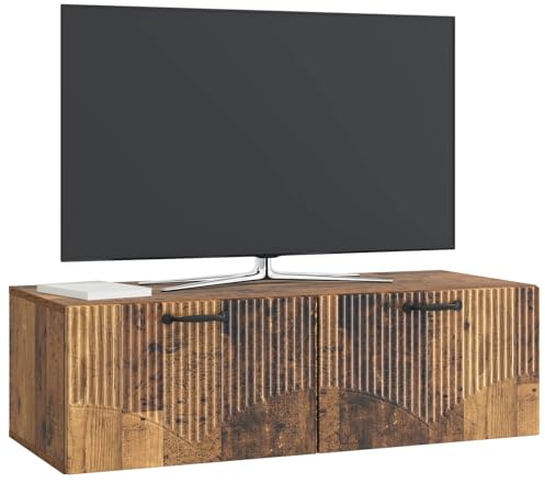vidaXL Wandmontierter TV-Schrank Altholz 98 x 41 x 30 cm Holzwerkstoff, Moderner Wohnbereich, Rechteckiger Wandschrank, Viel Stauraum, Schlichtes Design für die Haushaltsorganisation