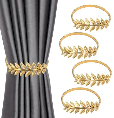 4 Stück Vorhang Raffhalter für Wohn und Schlafzimmer mit Kordel Design | Raffhalter für Vorhänge, Gardinenhalter und Vorhanghalter zum Gardinen Zusammenbinden für Dekoration Curtain Tiebacks