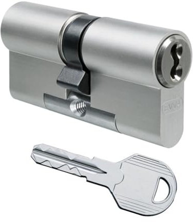 EVVA ICS Hochsicherheits-Doppelzylinder mit 5 Schlüssel, Länge (a/b) 41/46mm (c=87mm), mit Not-u. Gefahrenfunktion BSZ, modulare Bauweise SYMO