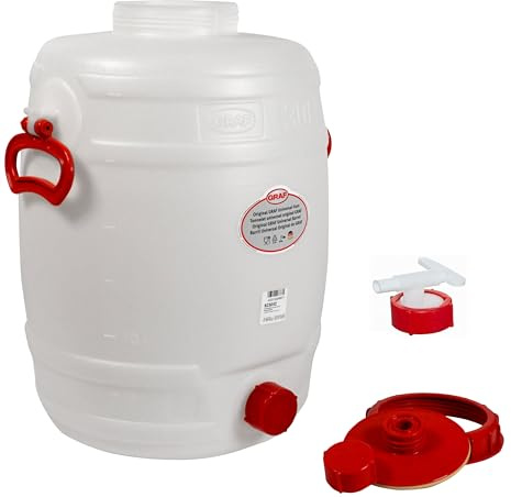 Graf Getränkefässer Saftfässer Kunststoffässer 10-500 Liter (Graf Getränkefass Rund 30 Liter mit Auslaufhahn NW 15)