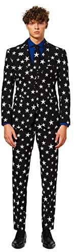 OppoSuits Edel bedruckter Herrenanzug - Starstruck-Outfit für Weihnachten und Neujahr - Größe US 38