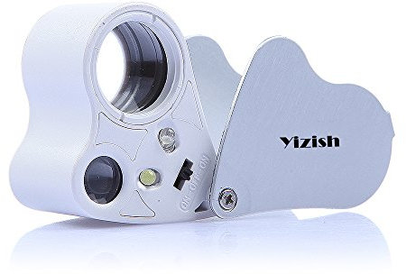 Magnifying Glass, Yizish 30X 60X Dual Lens LED Illuminated Jewelry Magnifier, Pocket Microscope Magnifying Jewelers Eye Loupe Glasses