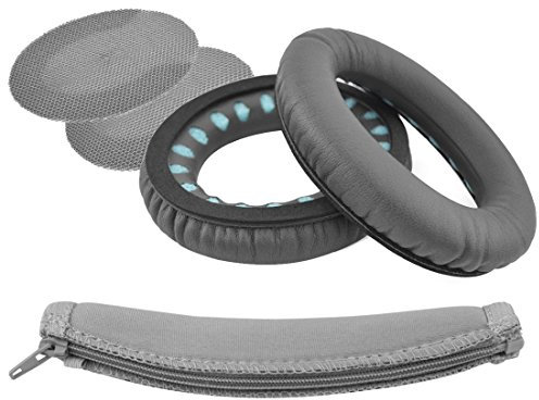 Geekria Replacement Ear Pads + Headband Cover for Bose SoundTrue Around-Ear, AE2, AE2i, AE2w Headphones Headband + Replacement Earpads, Headset Ear Cushion Repair Parts (Dark Grey)