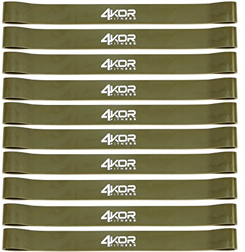 4KOR Fitness Resistance Loop Band Set, Perfect for Crossfit, Yoga, Physical Therapy, and Booty Building (Set of 10 Extra Thick 1.0” Wide/Tan)