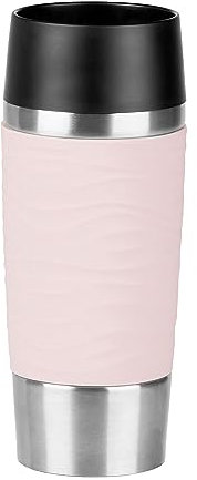Emsa Travel Mug Waves Isolierbecher N20106 | 0,36 L | bis zu 4h heiß und 8h kalt | 100% dichter Thermobecher | 360°-Trinköffnung | Quick Press Verschluss | Kaffee to Go | Puder-Rosa