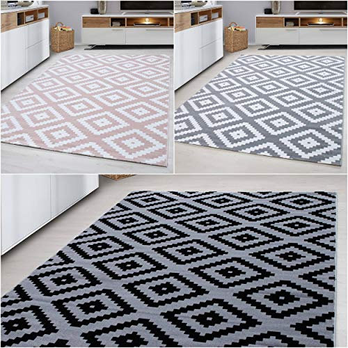 Ayyildiz Teppich-Modern Designer Teppich Skandinavische Karo Muster, Polypropylen, Grau, 200 X 290