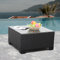 Terrassenmöbel, Korbgeflecht, Couchtisch, Outdoor, Garten, quadratischer Beistelltisch, mit Tischplatte aus gehärtetem Glas, Schwarz