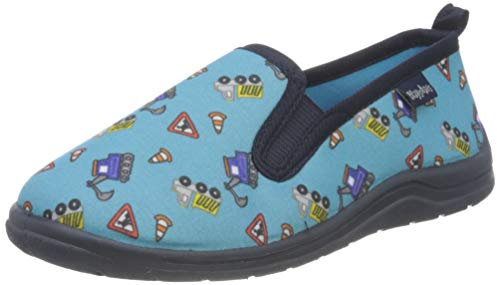 Playshoes Allover Baustelle, Chaussons Bas mixte enfant, Bleu (Blau 7), 26/27 EU