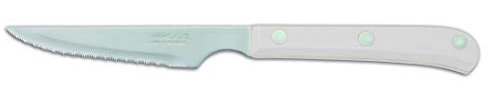 Arcos Serie Cuchillos de Mesa - Cuchillo Chuletero - Hoja Serrada de Acero Inoxidable NITRUM de 115 mm - Mango Polioximetileno Color blanco