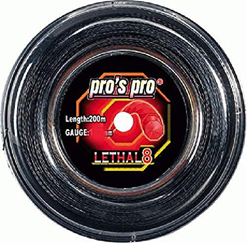 Pro's Pro Lethal 8 Corda per Racchetta da Tennis - 200m Bobina - 1.24mm - Nero