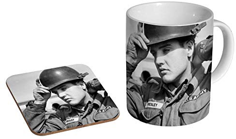 Elvis Presley US Army Keramik Kaffeetasse + Untersetzer Geschenkset ...