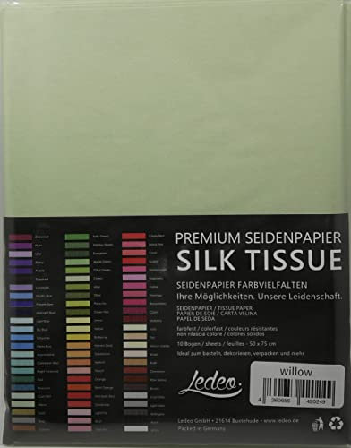 Premium Seidenpapier farbig Silk Tissue - 10 Blatt (50 x 75 cm) - Farbe auswählbar (Willow)